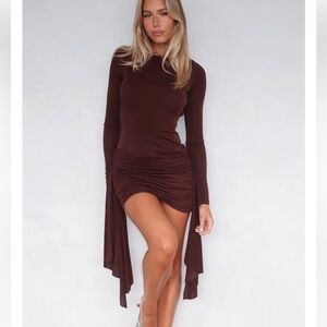 NWT - White Fox Love Game Long Sleeve Mini Dress Chocolate